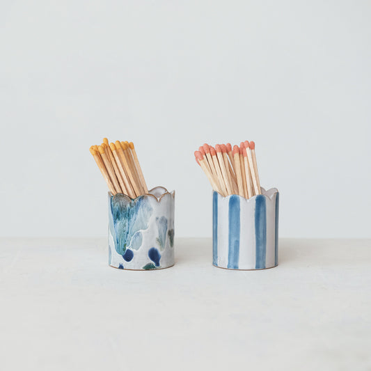 Stoneware Matchstick Holder w/ Striker