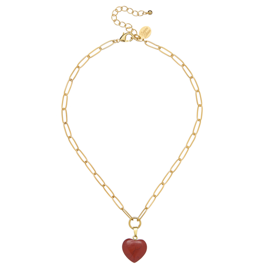 Audrey Heart Necklace: Burnt Orange Jasper