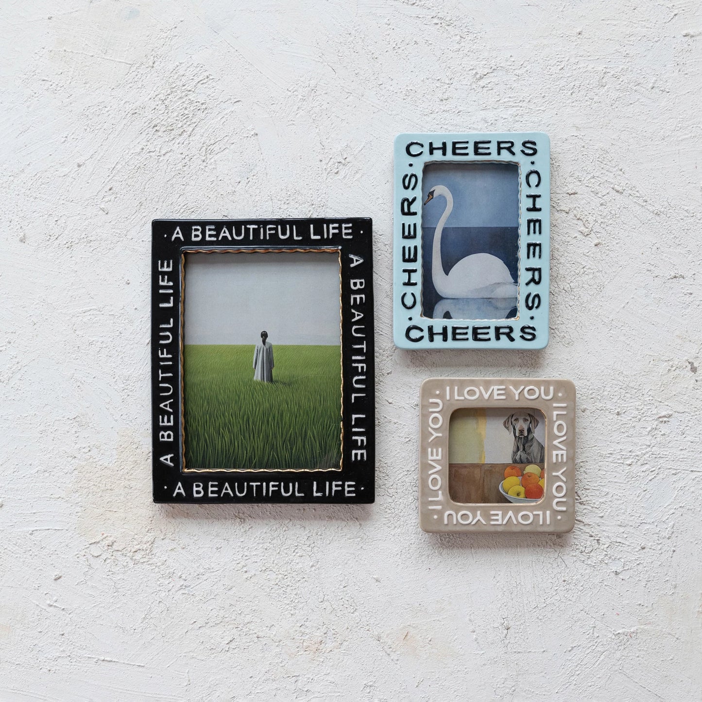 Embossed Photo Frame with Electroplating "A Beautiful Life"