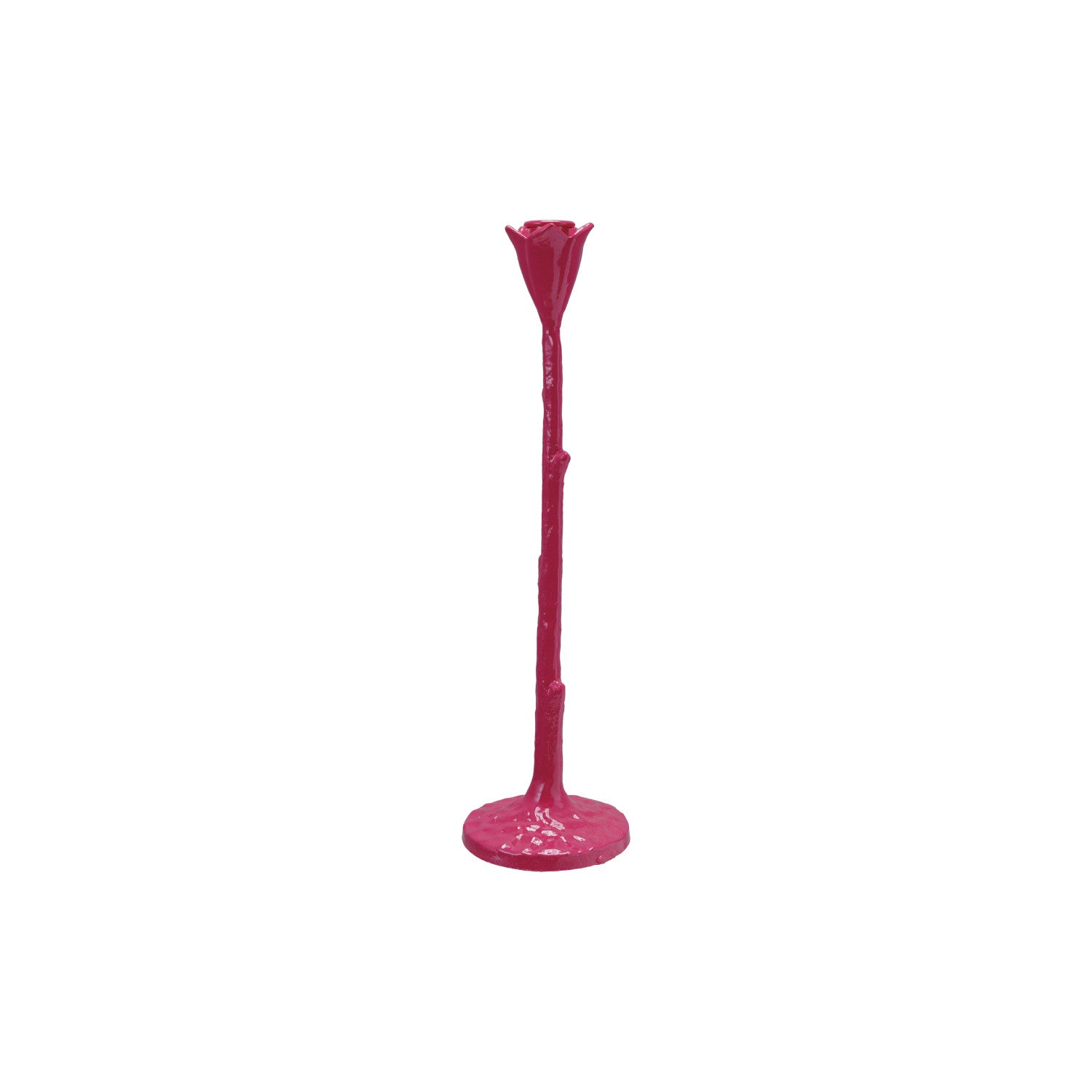Cast Iron Flower Shaped Taper Holder, Fuchsia Color