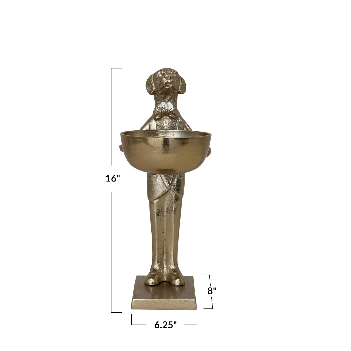 Cast Aluminum Labrador Holding Bowl, Gold Finish