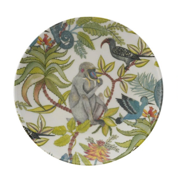Printed Stoneware Plate w/ Botanicals