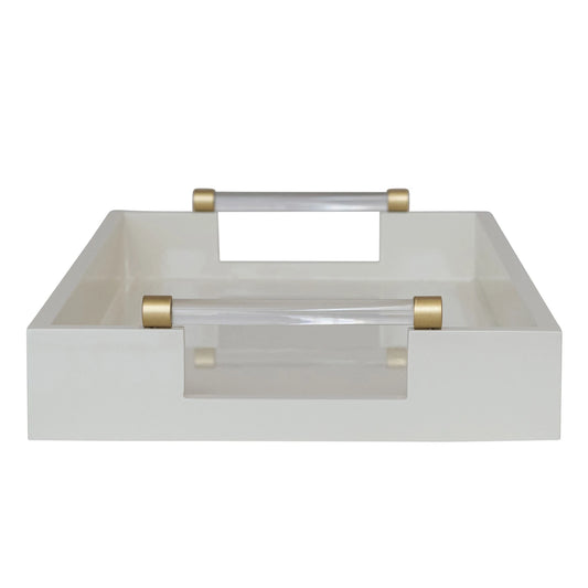 Lacquered Tray w/ Acrylic & Metal Handles