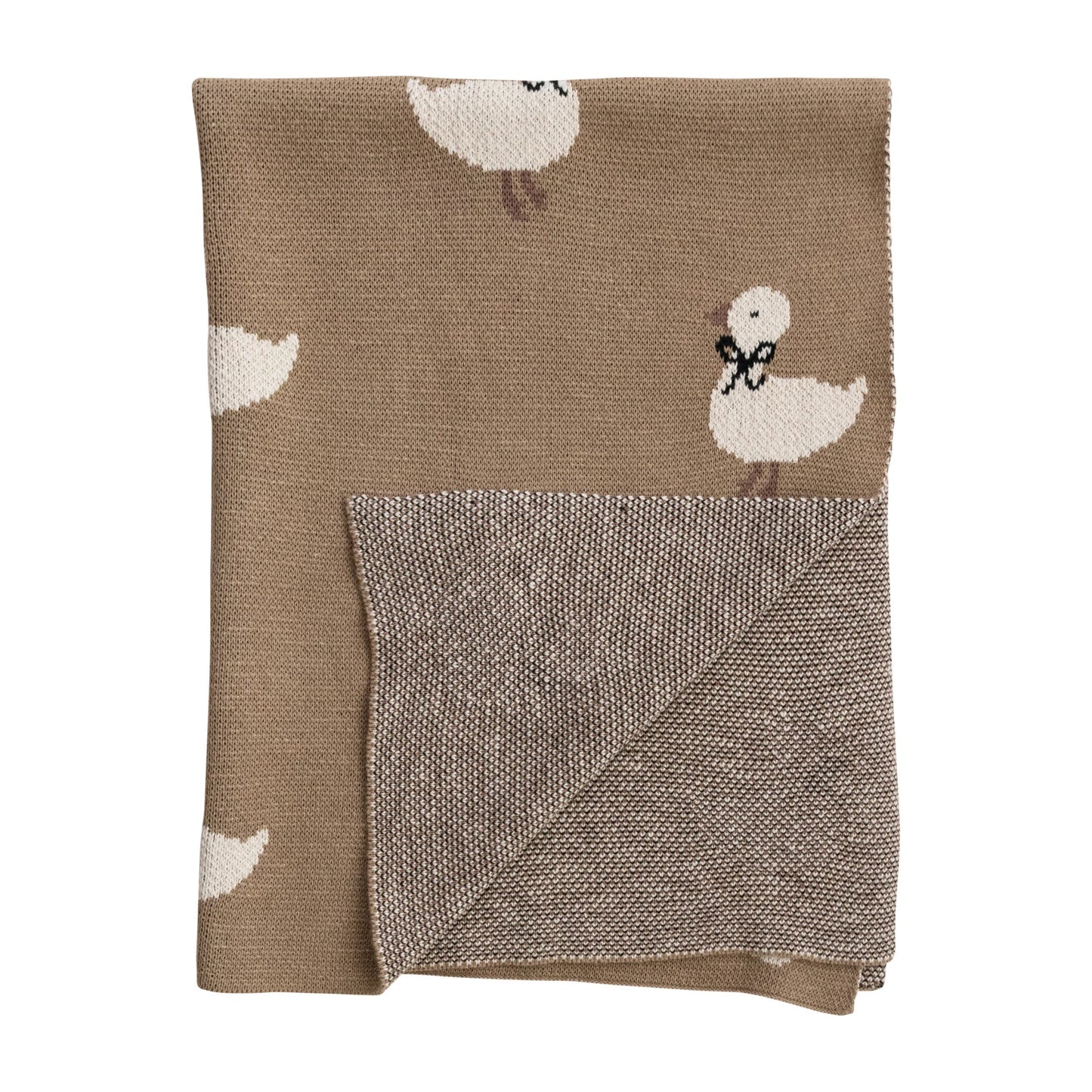 Cotton Knit Baby Blanket w/ Ducklings