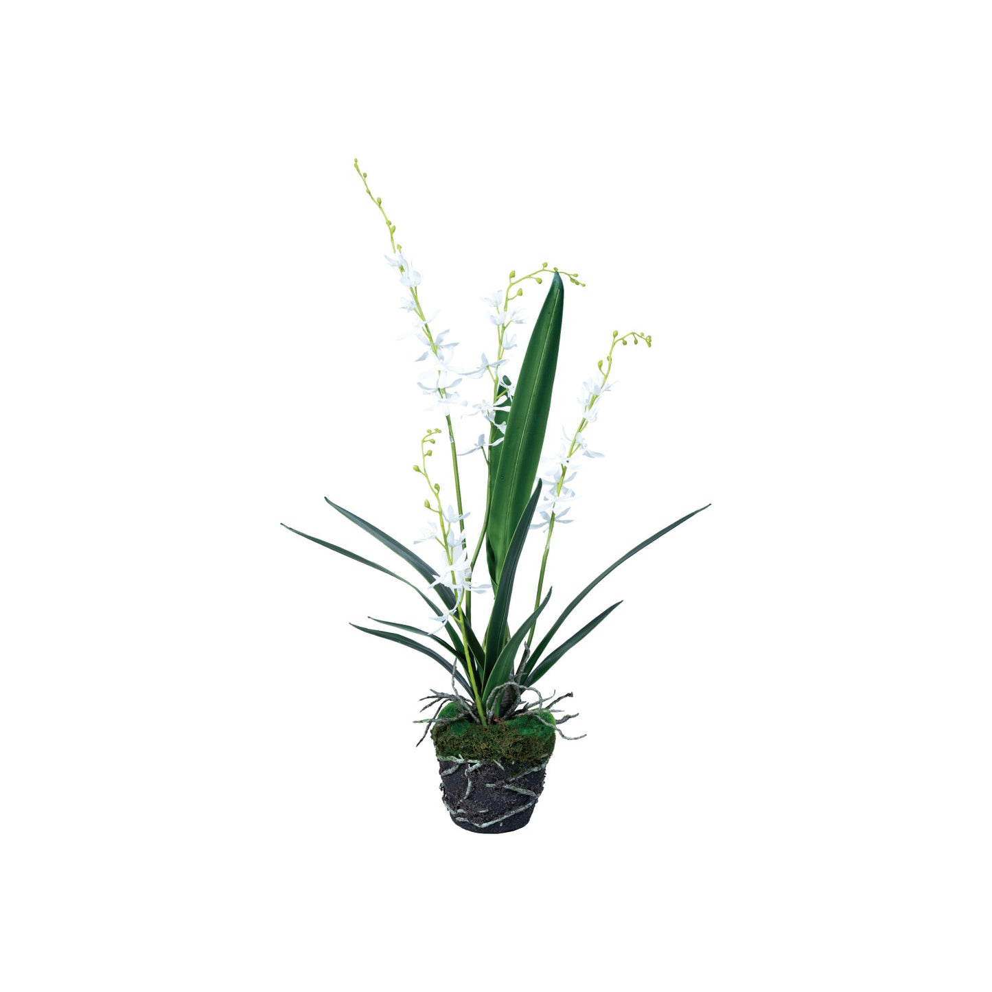 Faux Orchid w/ Faux Moss & Exposed Roots