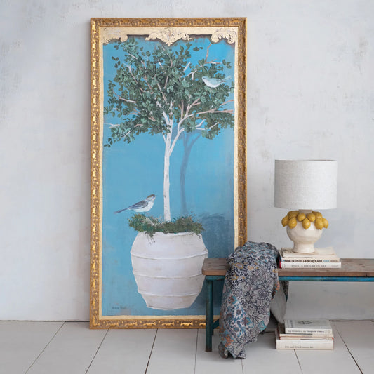 Hand-Painted Wood Framed Canvas Wall Décor