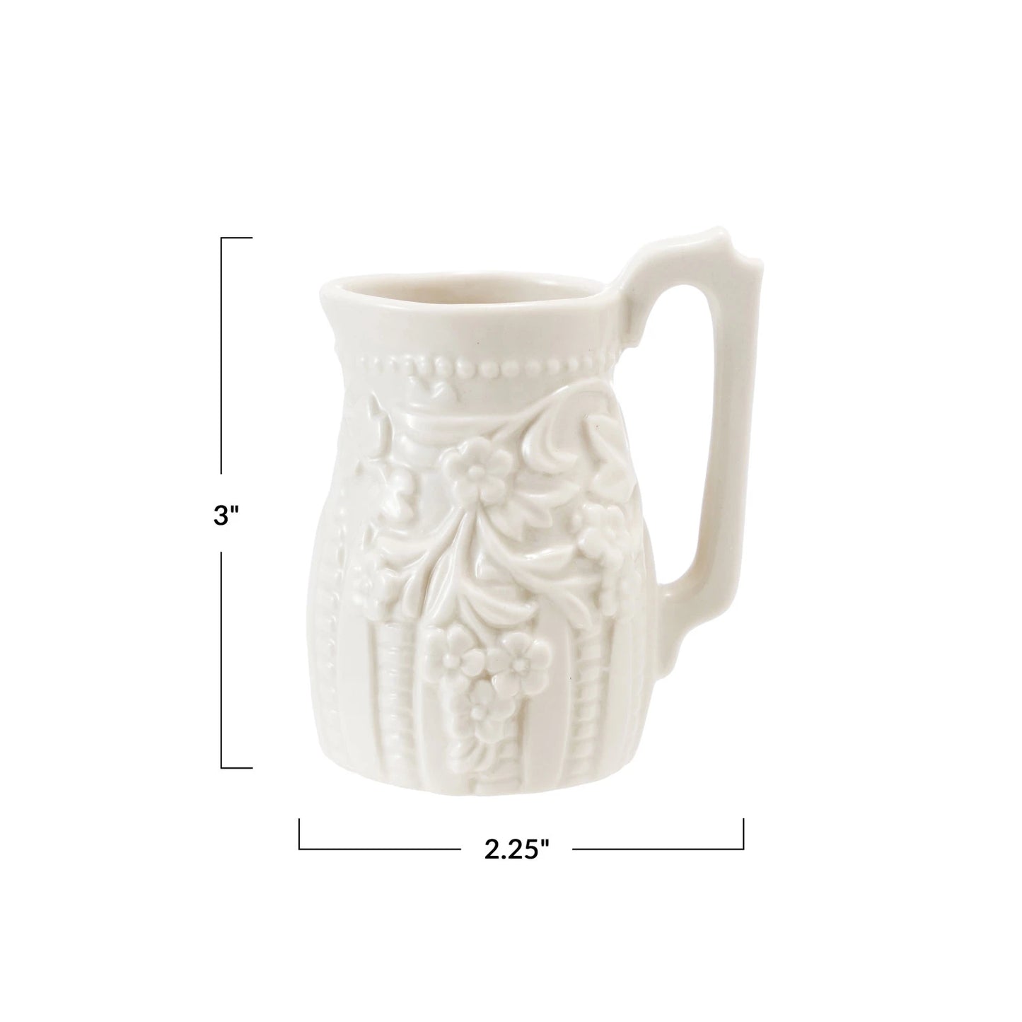2 oz. Embossed Stoneware Vintage Reproduction Creamer