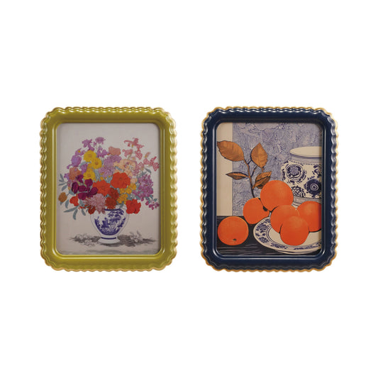 Scalloped Photo Frame w/ Gold Finish Edge, 2 Colors (Holds 8" x 10" Photo) (Hangs or Sits)