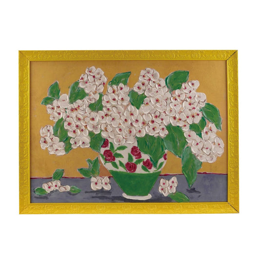 Moulded Composite Framed Canvas Wall Décor w/ Flowers in Vase ©