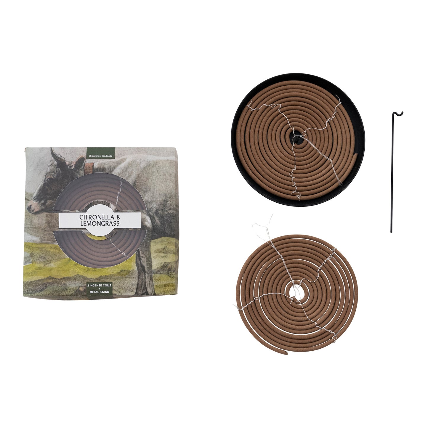 2 Piece Outdoor Hanging Incense Coils with Stand, Set of 3 in Box