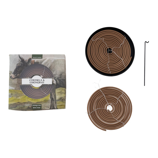2 Piece Outdoor Hanging Incense Coils with Stand, Set of 3 in Box