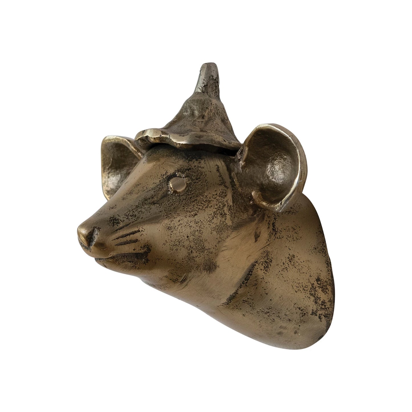 Cast Aluminum Mouse Head with Hat Wall Decor