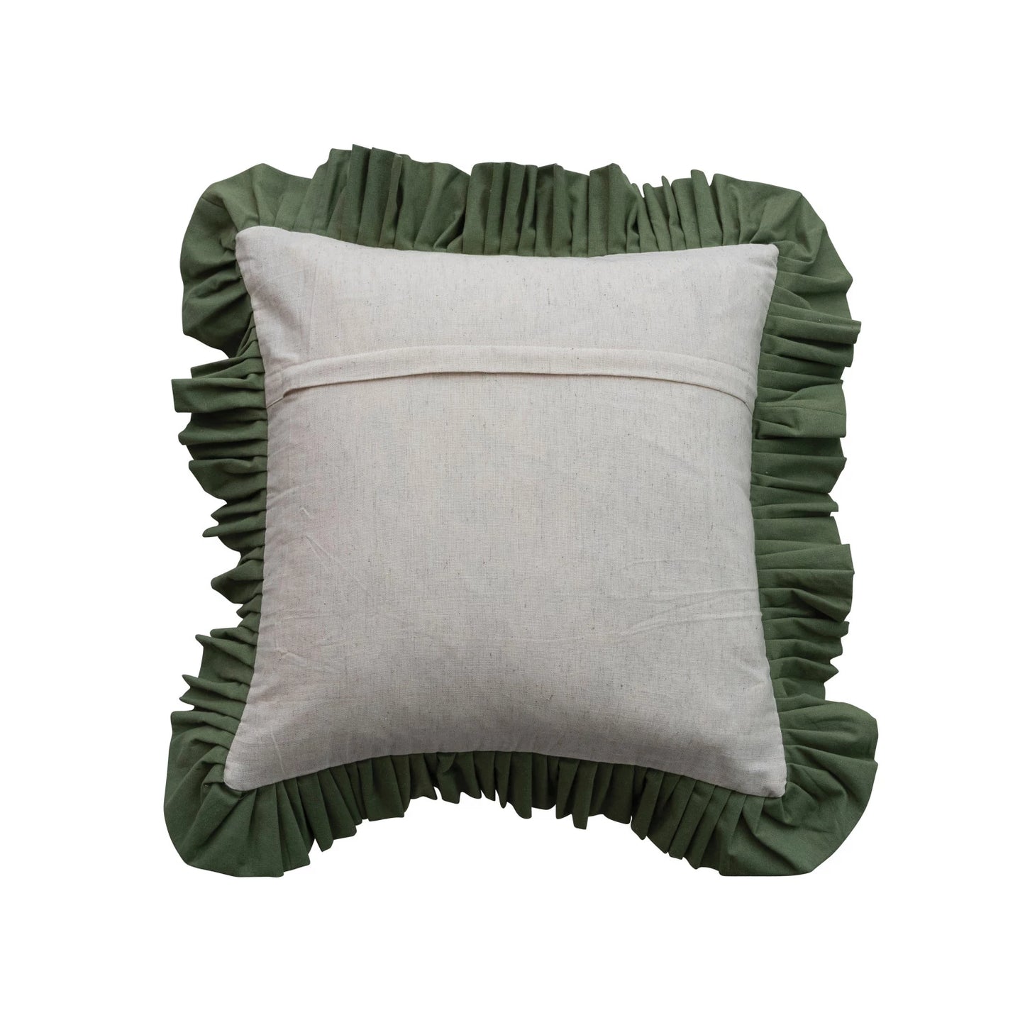 18" Square Floral Pattern Pillow Embroidery & Ruffle
