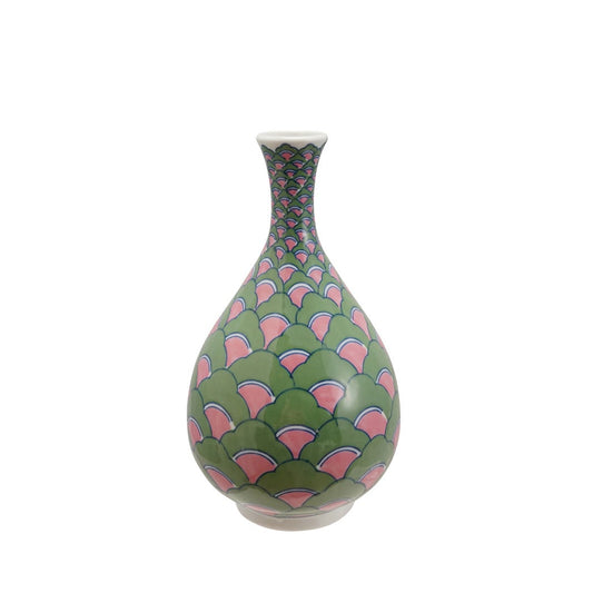 Green/Pink Blue Stoneware Vase