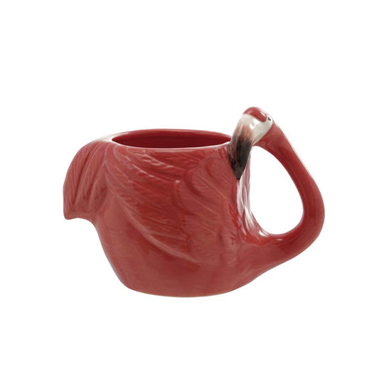 14 oz. Hand-Painted Stoneware Flamingo Shaped Mug