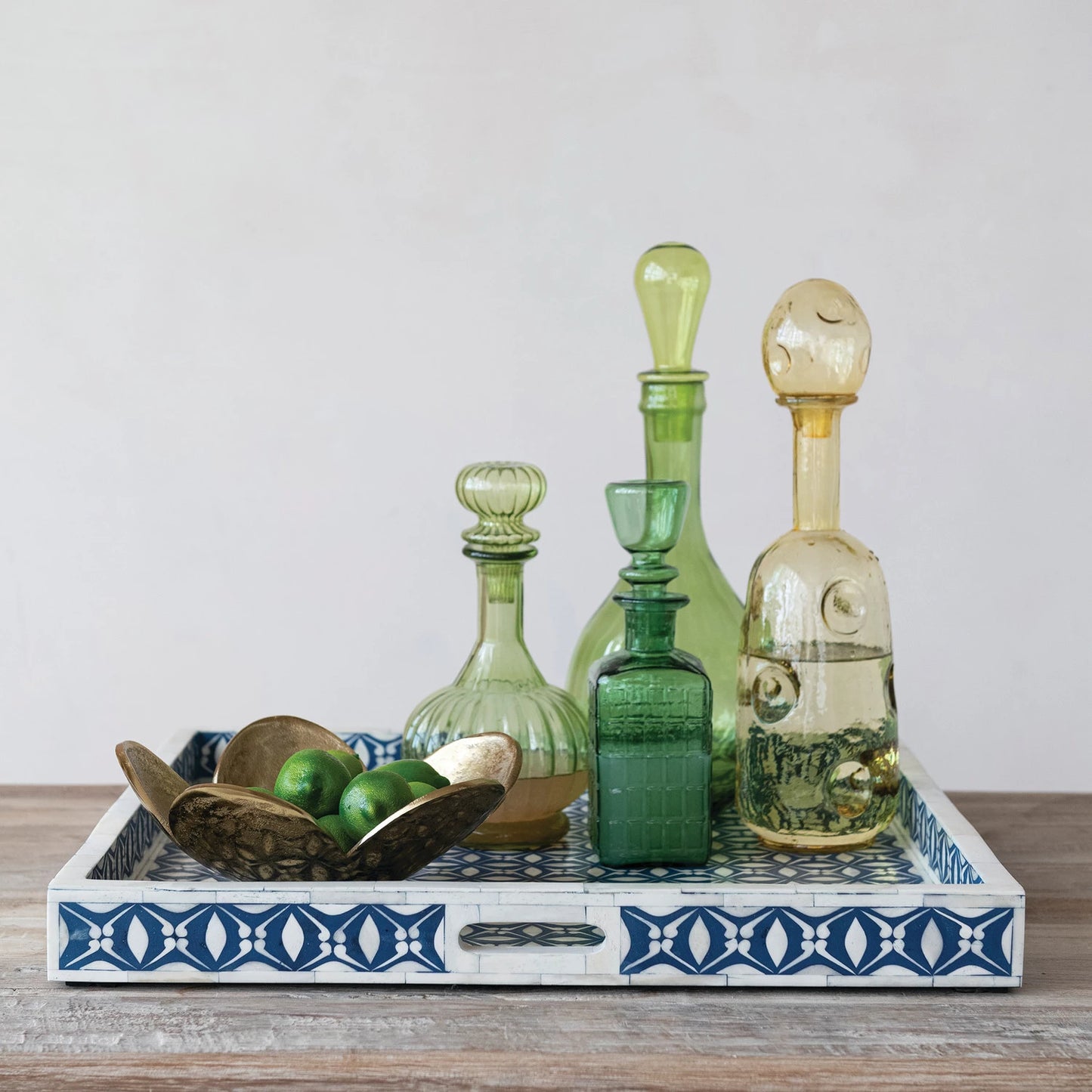 40 oz. Glass Ribbed Decanter with Stopper, Green