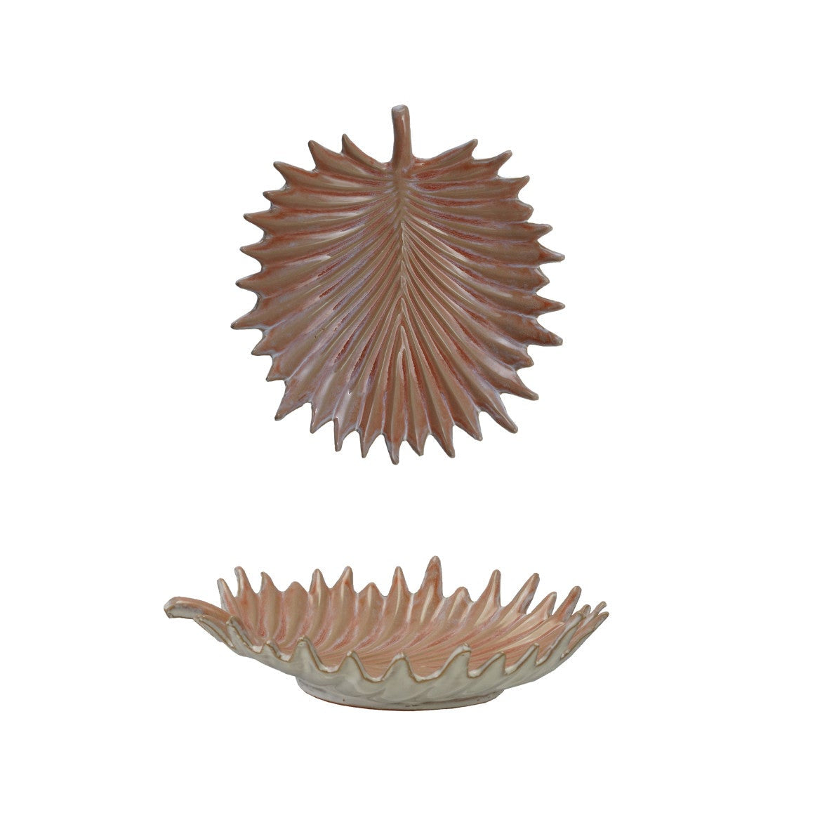 Stoneware Palm Frond Shaped Bowl (Each One Will Vary)