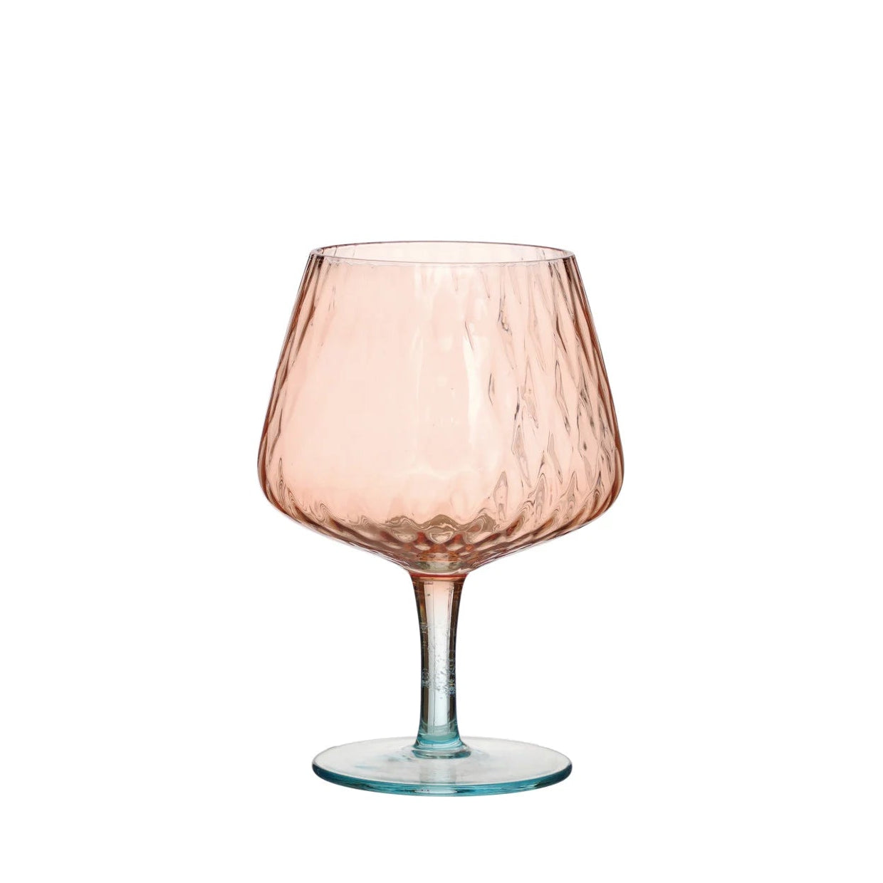 Two-Tone Stemmed Fluted Wine Glass, Blush Color & Blue