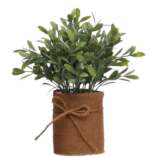 Faux Plant in Burlap Bag with Jute Bow