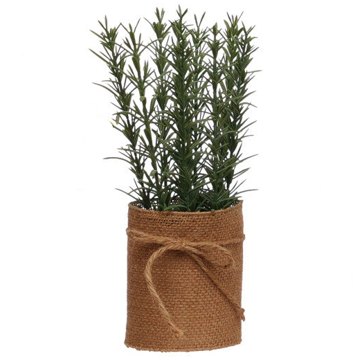 Faux Plant in Burlap Bag with Jute Bow