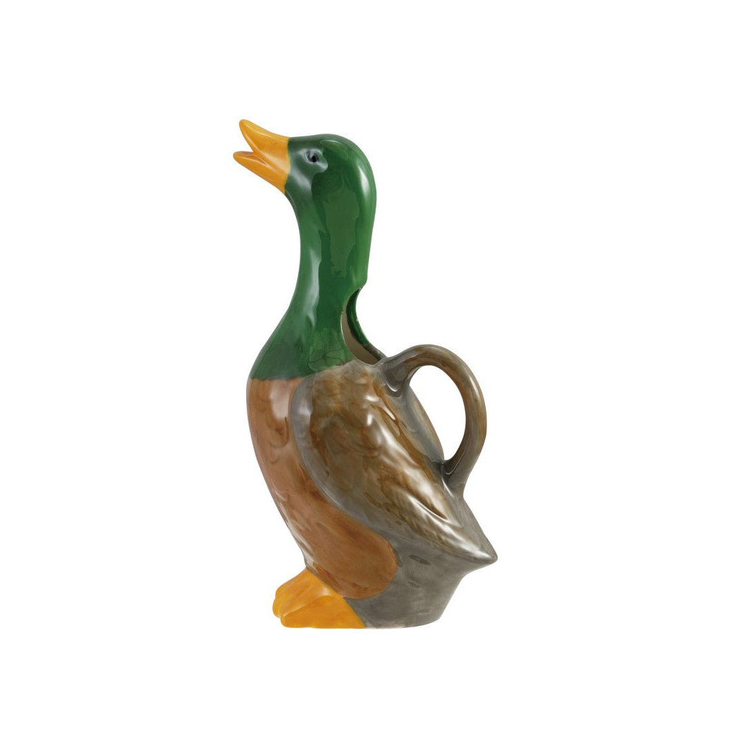 Hand-Painted Stoneware Duck Shaped Pitcher