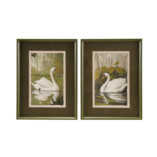 Wood Framed Glass Wall Decor with Swan & Mat, 2 Styles