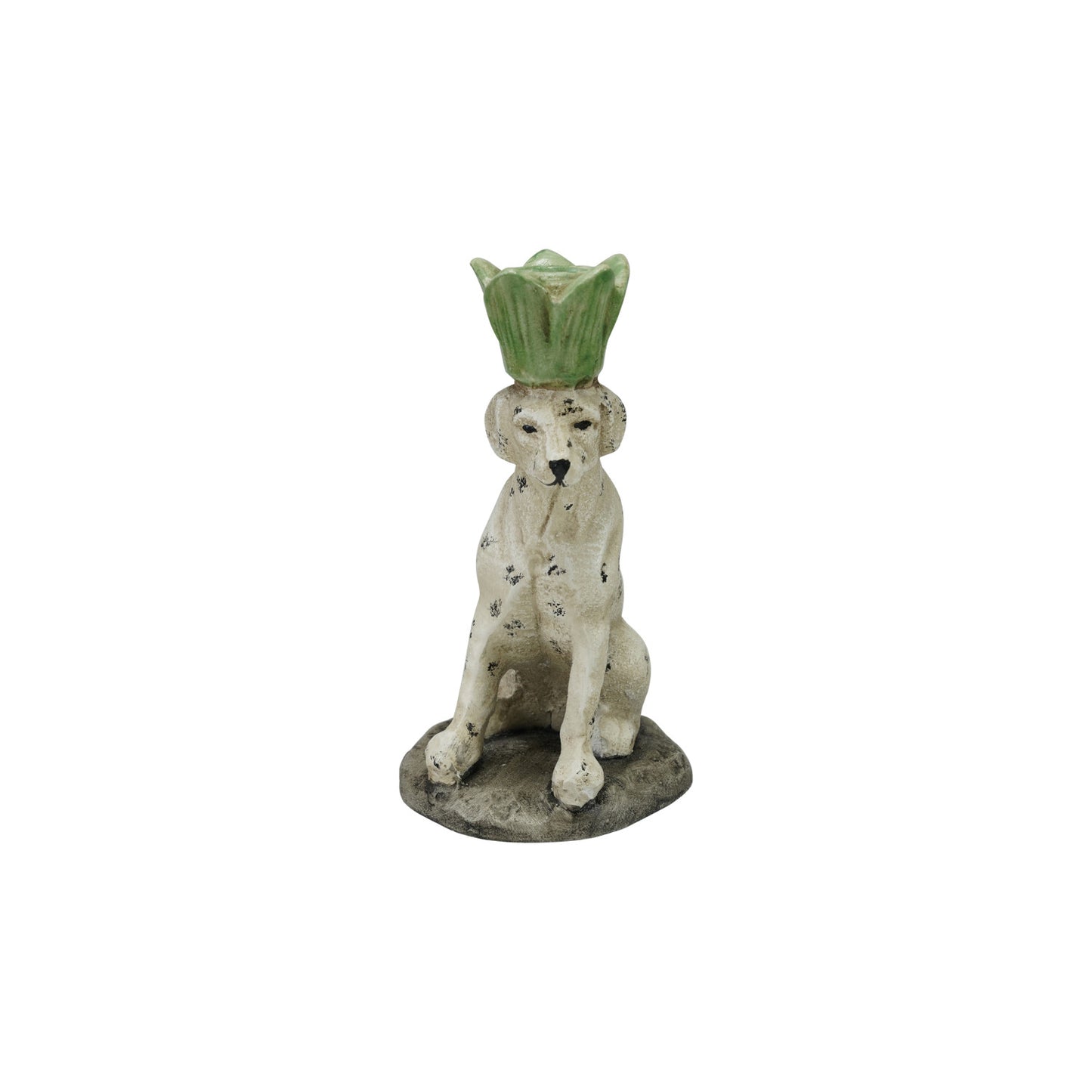 Painted Cast Iron Dog Shaped Taper Holder, Distressed Finish
