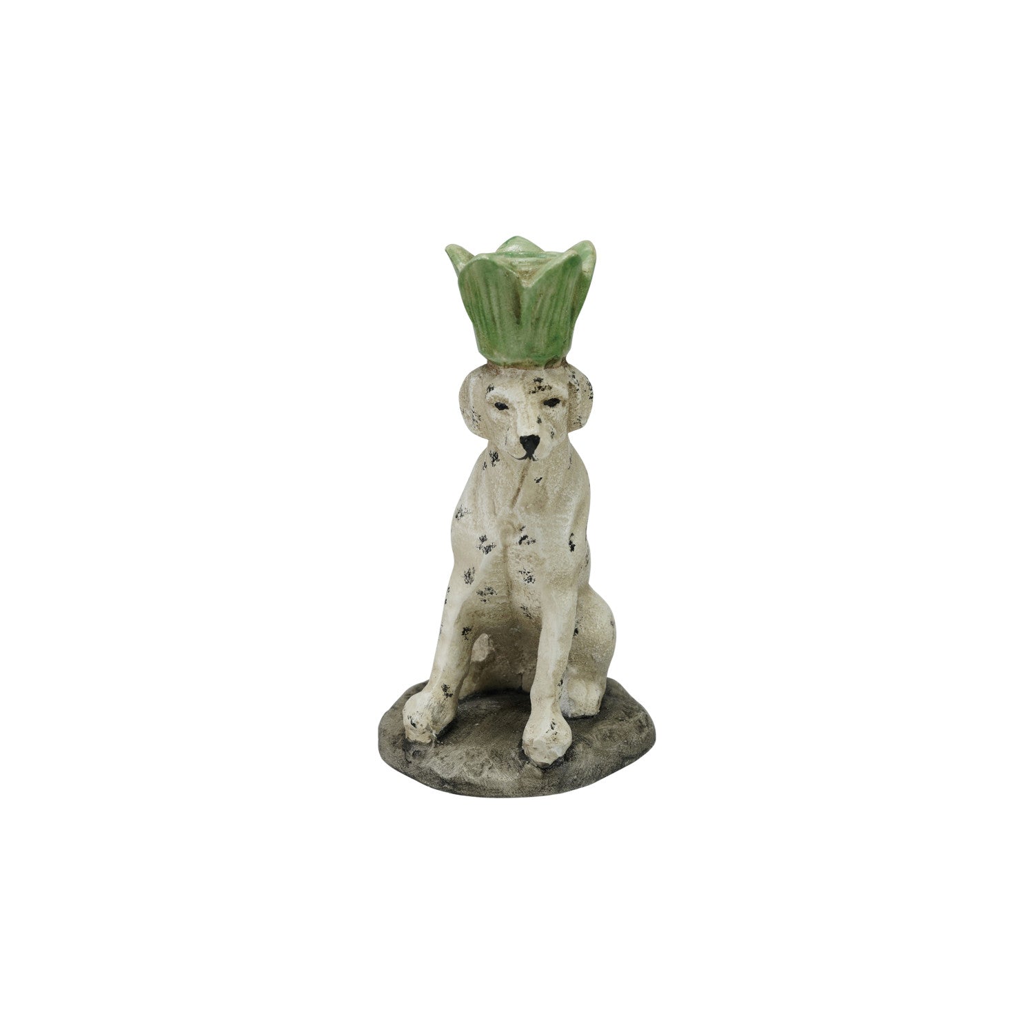 Painted Cast Iron Dog Shaped Taper Holder, Distressed Finish
