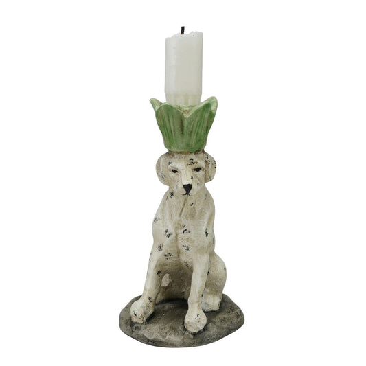 Painted Cast Iron Dog Shaped Taper Holder