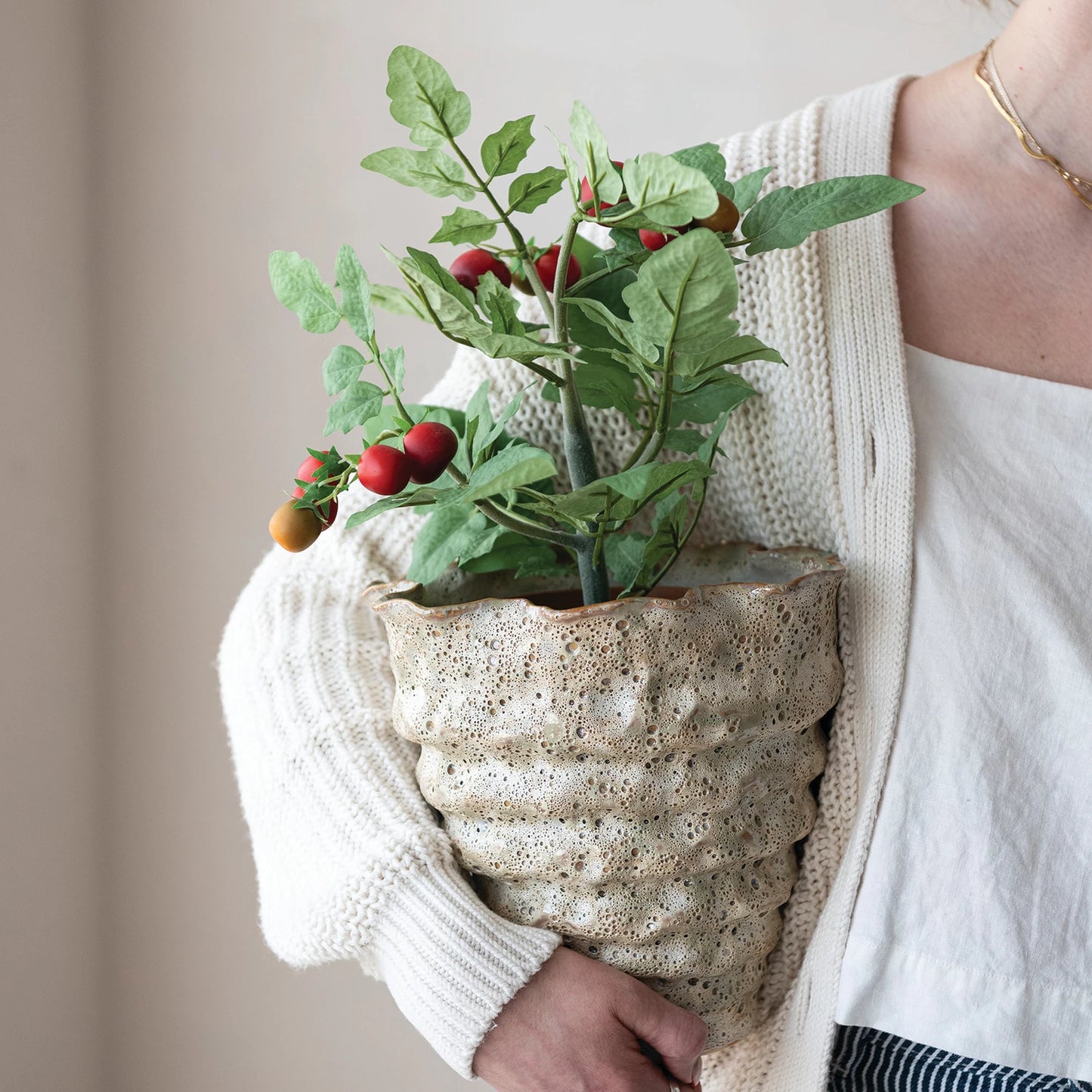 Faux Tomato Plant in Plastic Pot