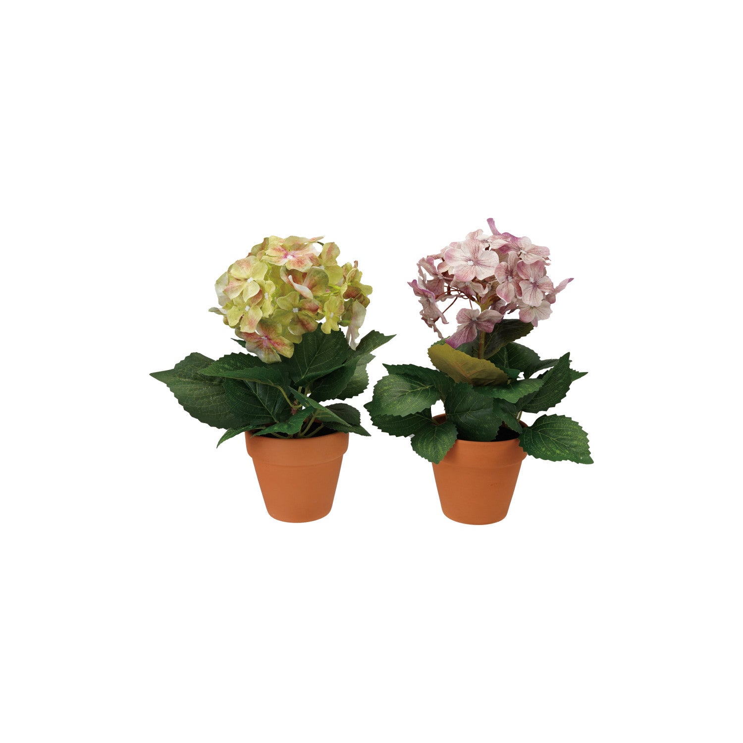 Faux Hydrangea in Plastic Pot, 2 Colors
