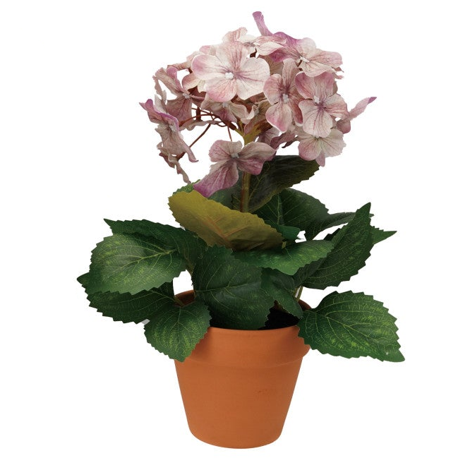 Faux Hydrangea in Plastic Pot, 2 Colors