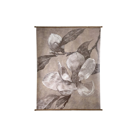 Carved Wood & Paper Scroll Wall Decor with Magnolia
