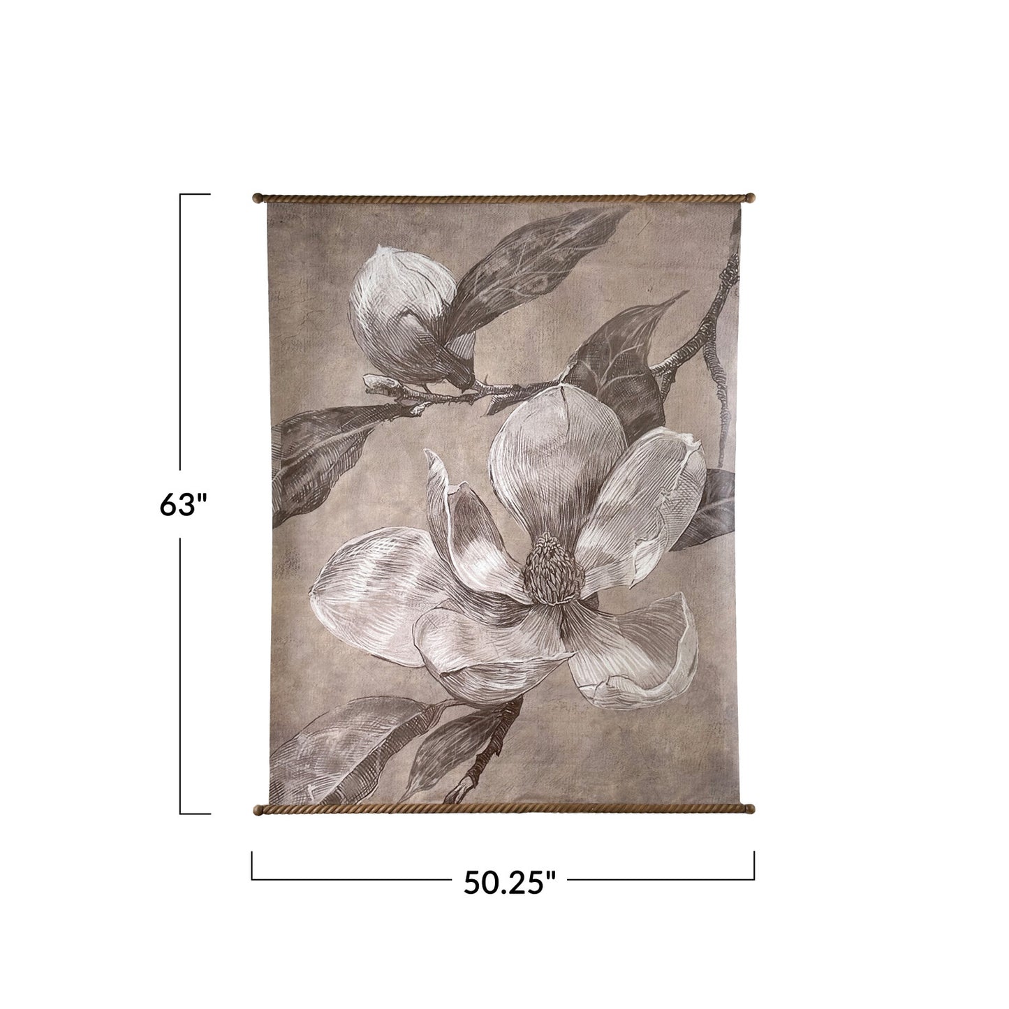 Carved Wood & Paper Scroll Wall Decor with Magnolia