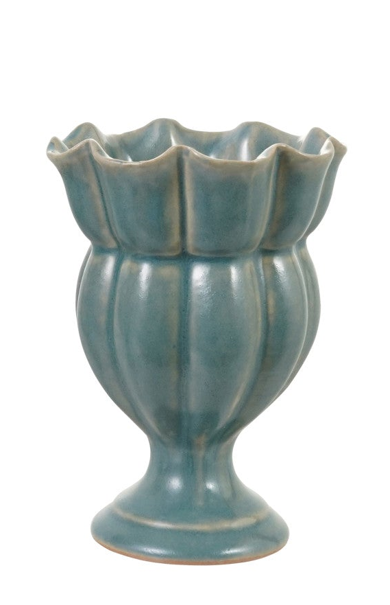 Stoneware Scalloped Footed Vase