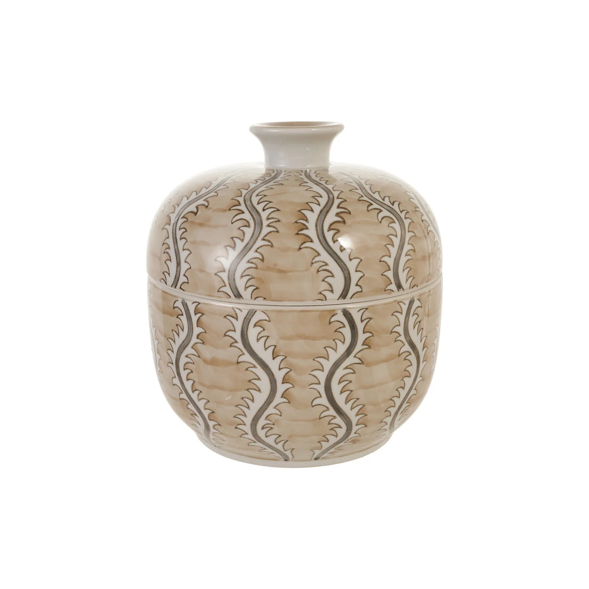 Decorative Hand-Painted Stoneware Jar with Design Small