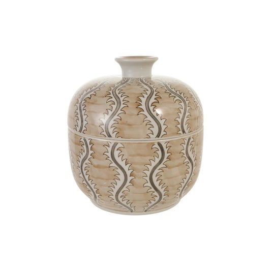 Decorative Hand-Painted Stoneware Jar with Design Small