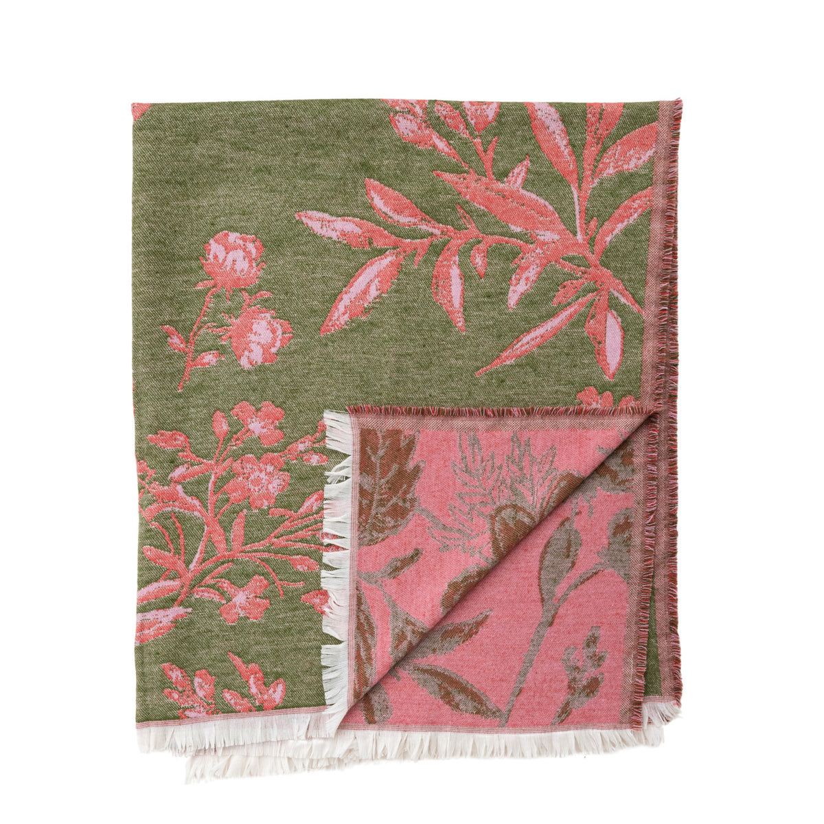 60"L x 50"W Woven Fabric & Acrylic Jacquard Throw with Fringe