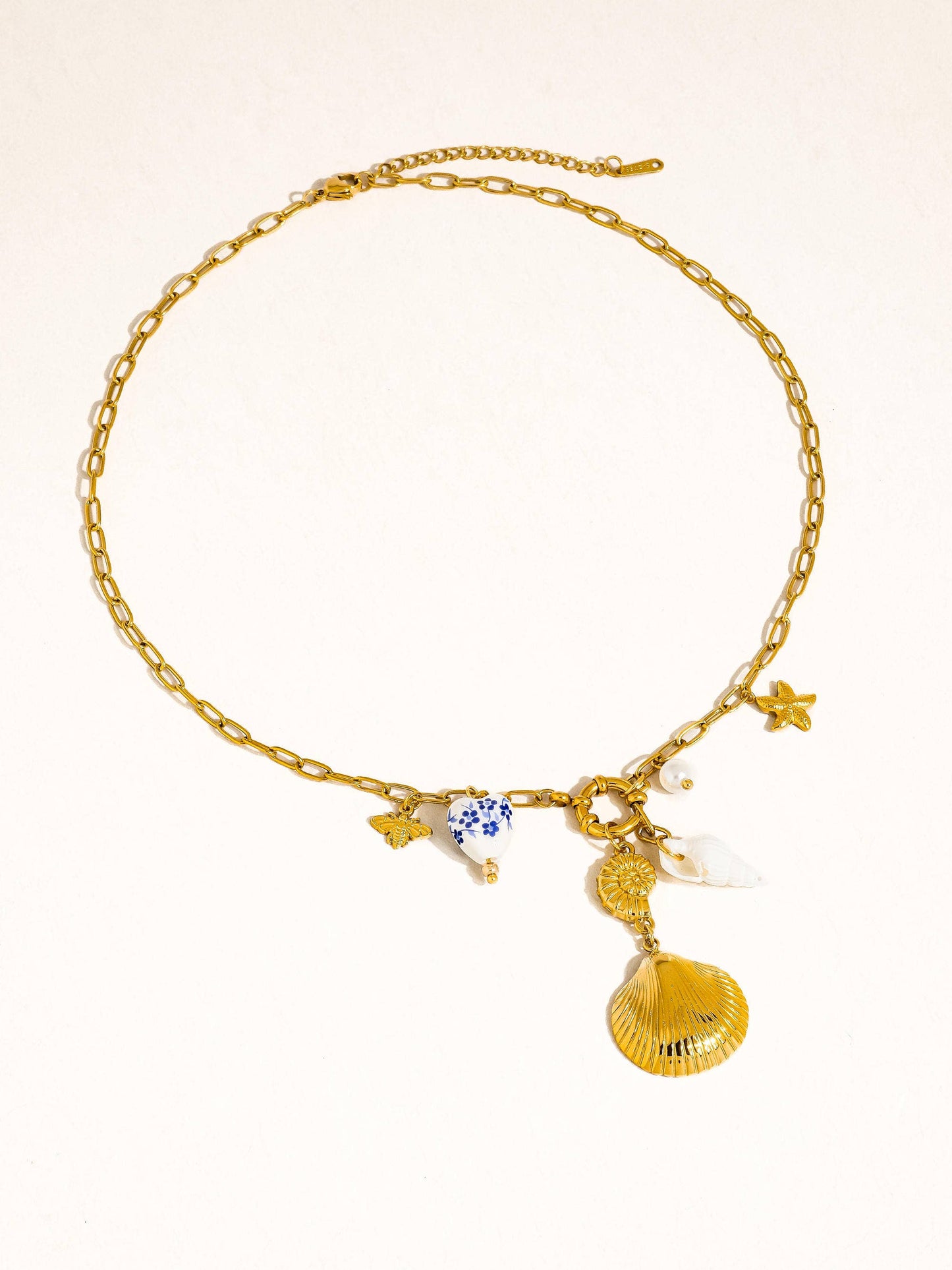 Briar 18K Gold Shell Ceramic Charm Necklace