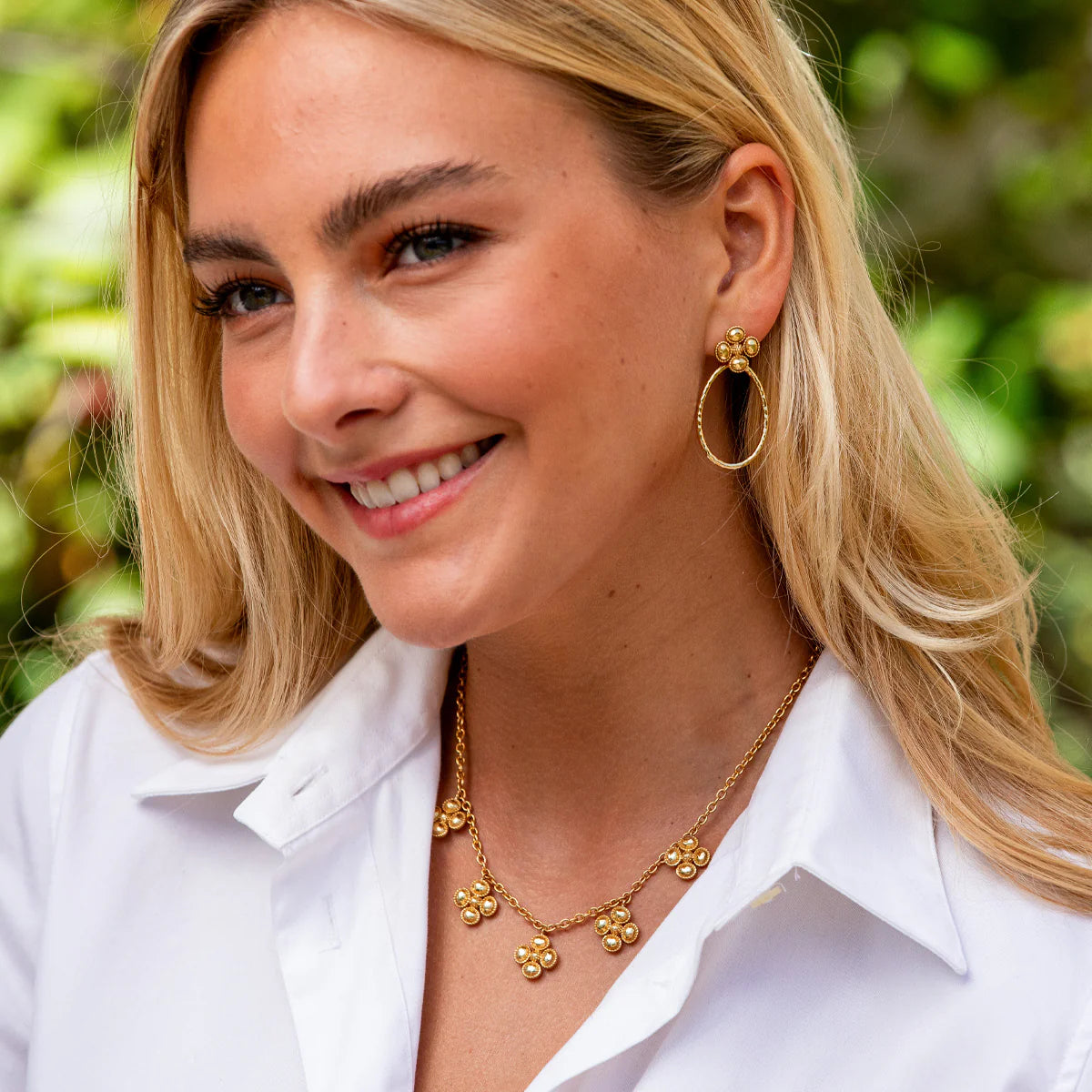 Berry Clover Multi Station Necklace, 16"+2" - Gold