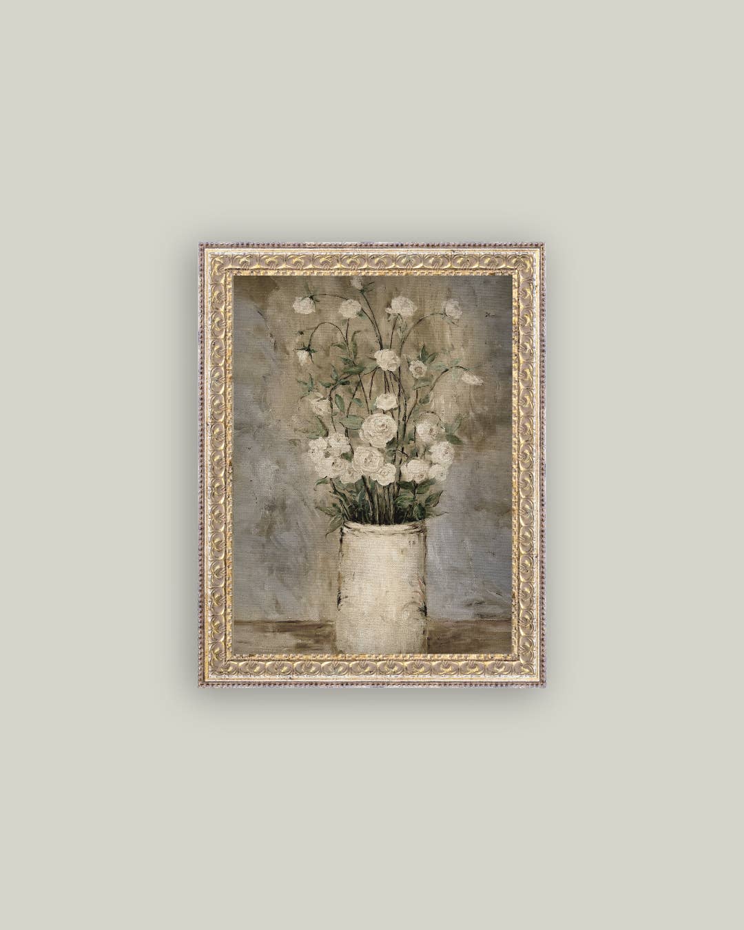 Long Stem Roses Framed Antique Art: 24x32