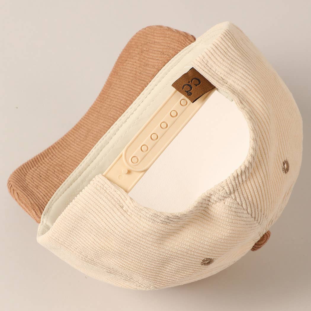 Put It On My Cowboy's Tab Corduroy Cap: Beige