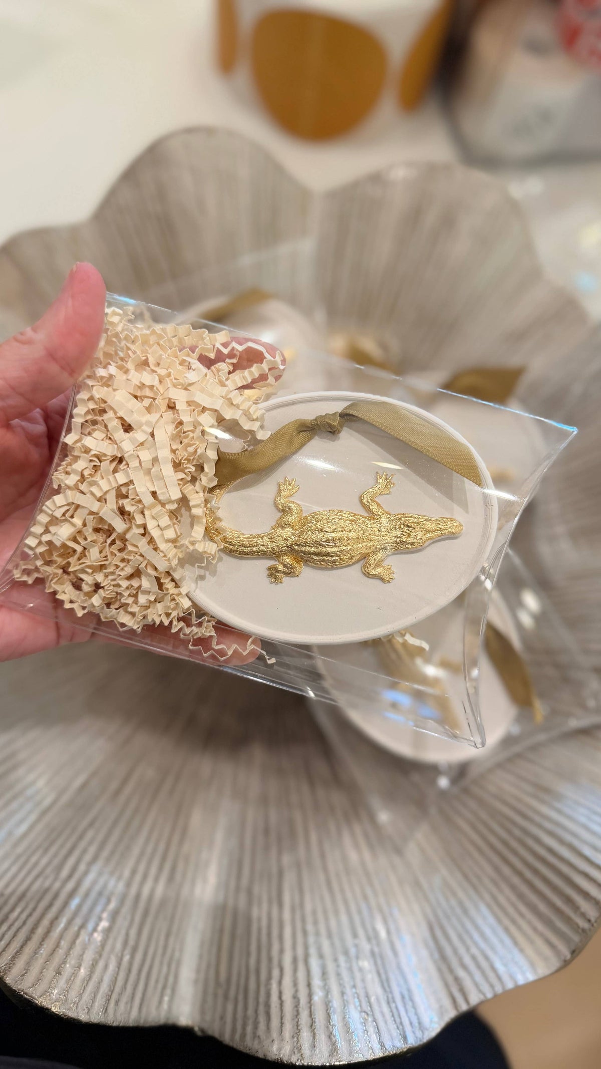 Gold Leaf Alligator Ornament