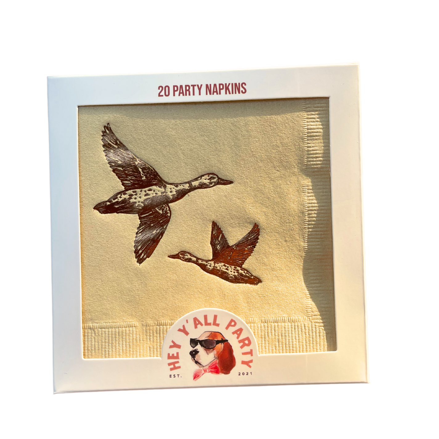 Ducks Gold Foil on Taupe Party Napkins