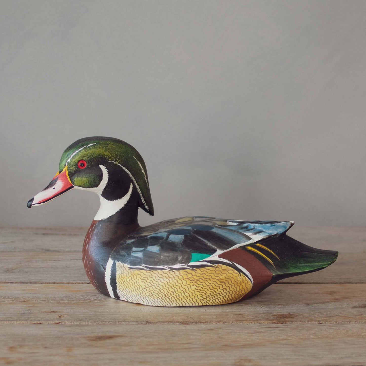 Duck - Wood Duck - 9.5"L  -Carved Wooden Ornament