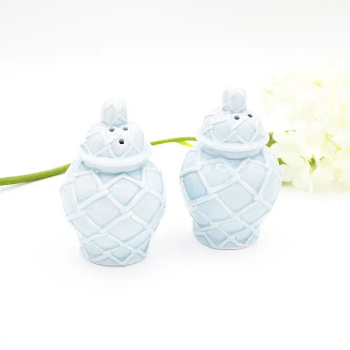 Blue Textured Jar Salt & Pepper Shaker Boxed Set