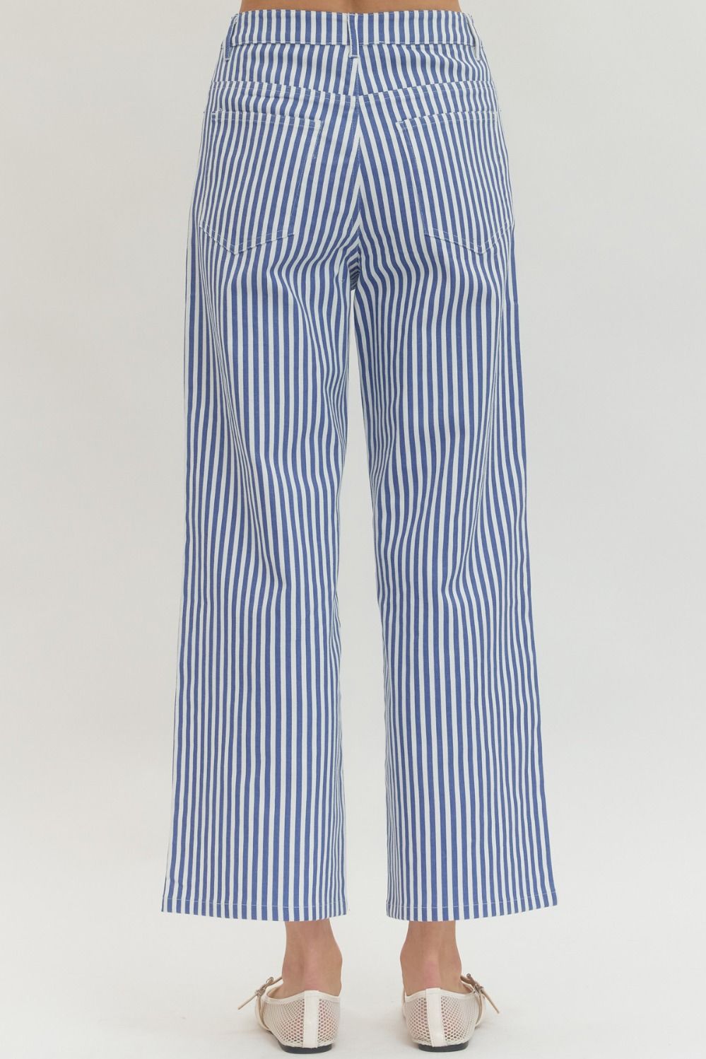 Striped Wide Leg Pants-Blue