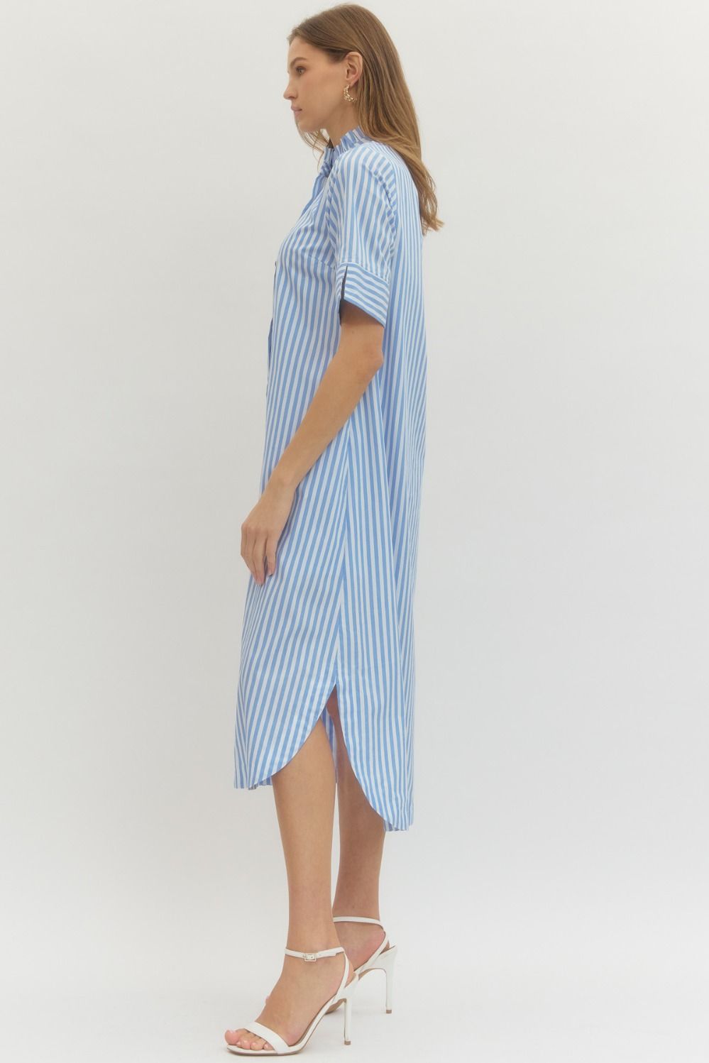 Blue/White Stripe Midi Dress