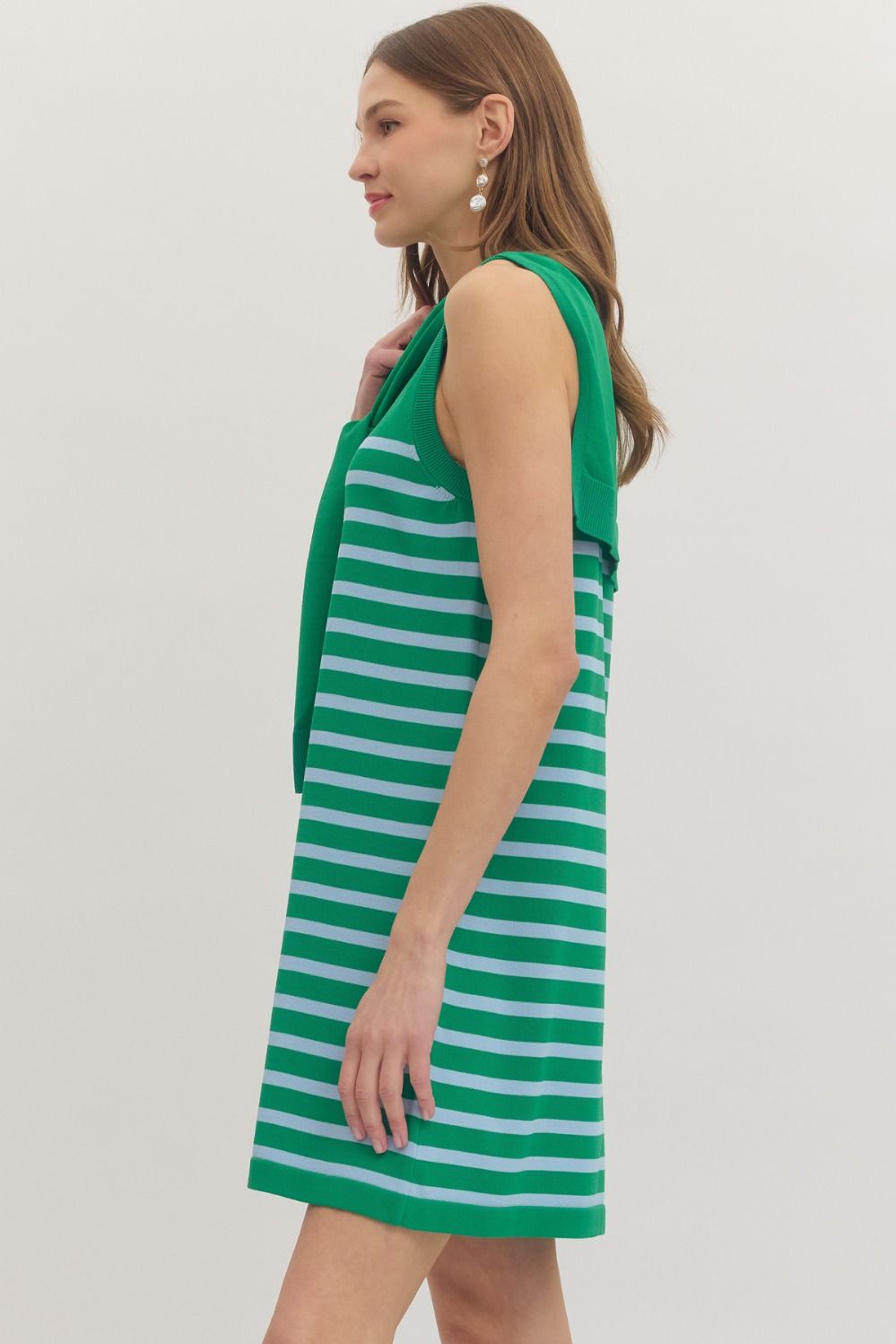 Striped Mini Dress w/ Scarf Tie Detail