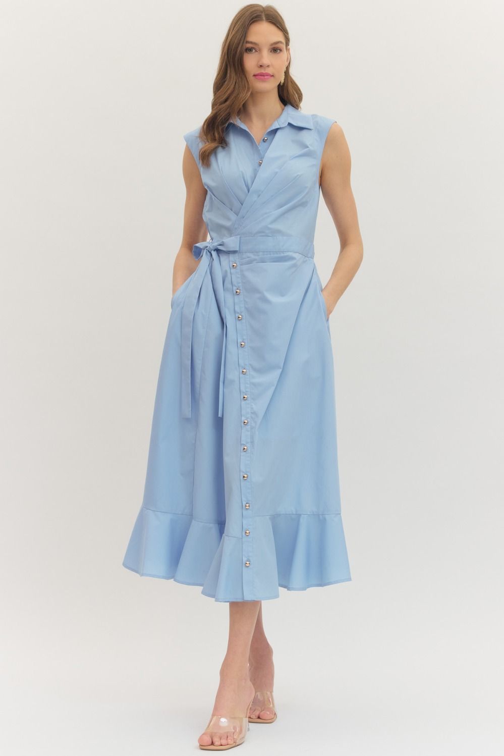 Chambray Blue Sleeveless Dress